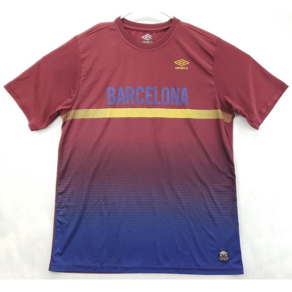 Umbro Barcelona FC Shirt Mens XL Red Blue Short Sleeve Crew Neck